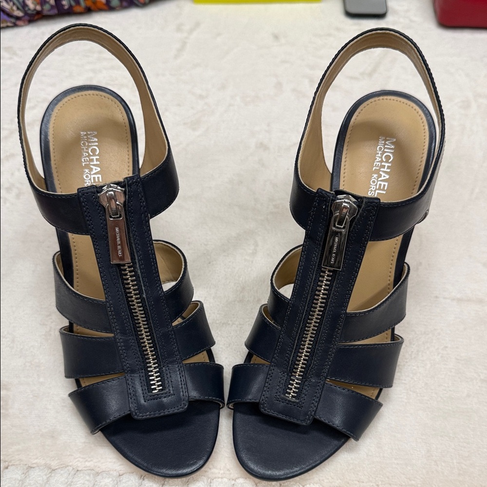 Michael Kors Navy Strappy Heels. New size 7